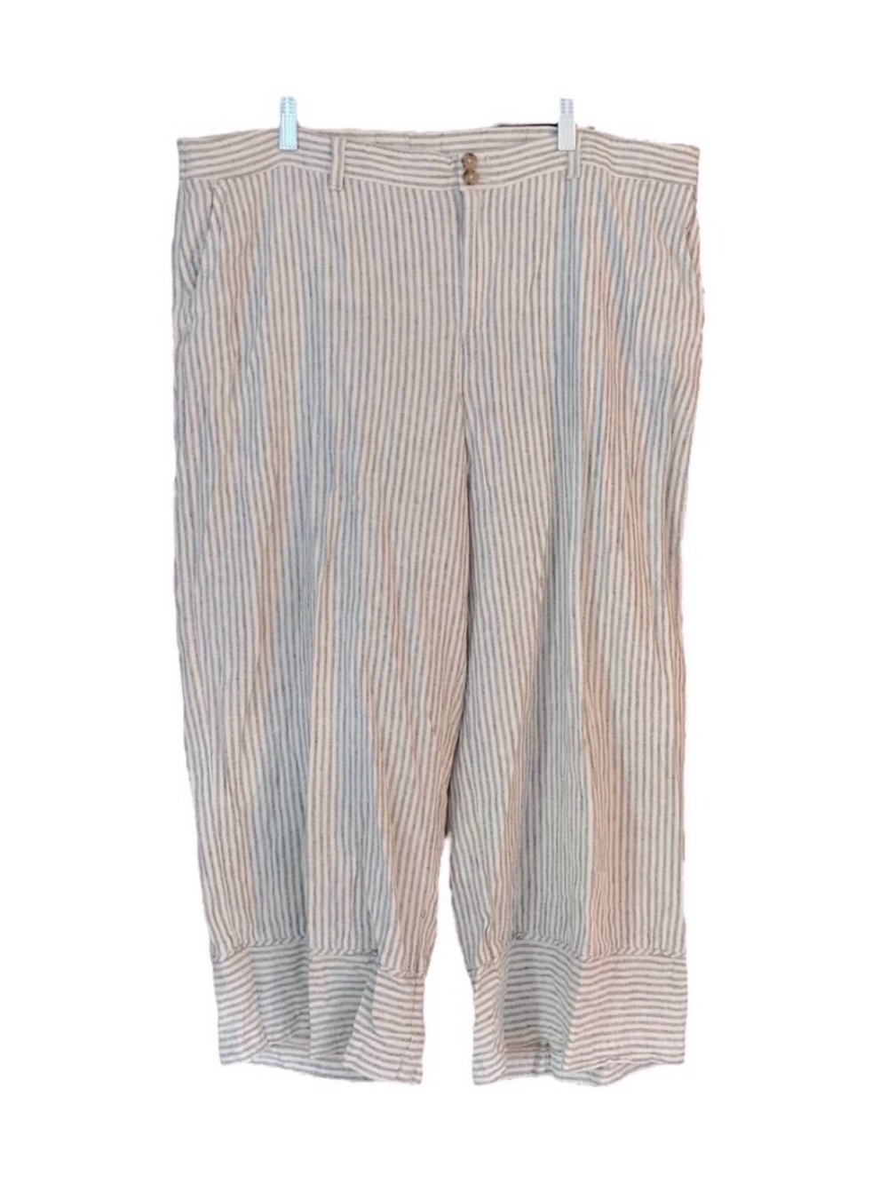 J. Jill Wide Leg Crop Trouser Pants Linen Size XL Elastic Back Waist